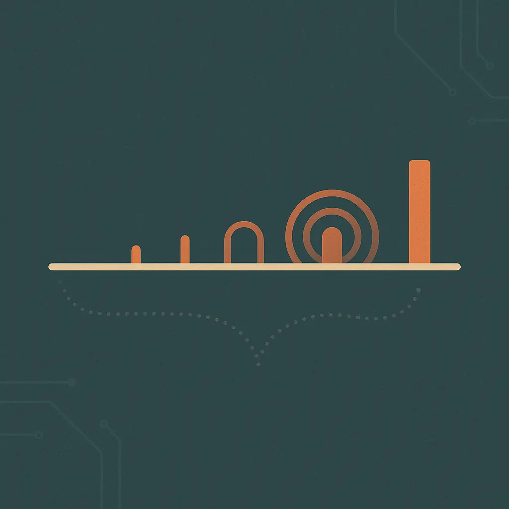 Timeline of Scribe releases rendered as spaced signal pulses along a horizontal track