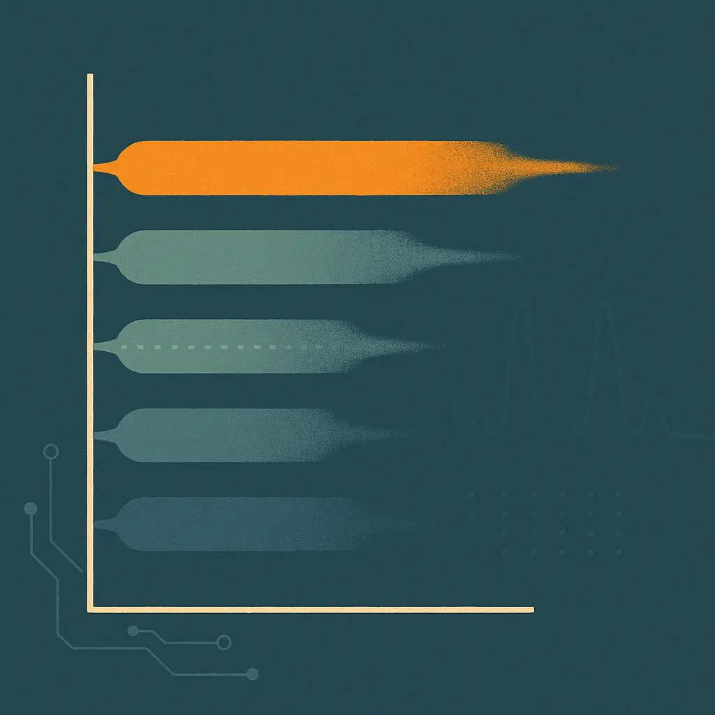 Comparison of provider latencies drawn as staggered abstract waveform bars of different lengths
